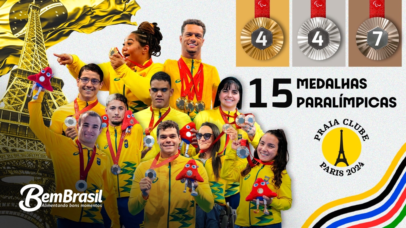 Contando com a parceria da Bem Brasil, a natação paralímpica do Praia Clube bate recorde de medalhas conquistadas