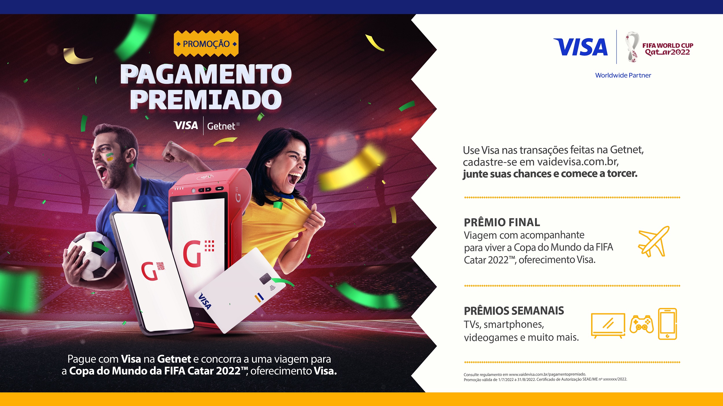 Visa e Getnet lançam promoção que dará viagem ao Catar para acompanhar Copa do Mundo da FIFA 2022™